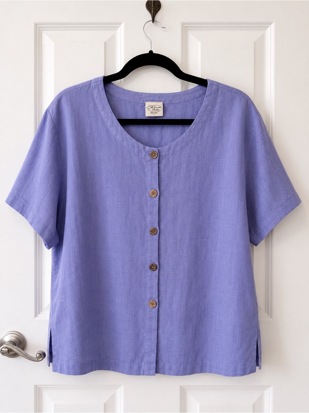 Grande Mulher Key West 100% Linen Button Front Top L